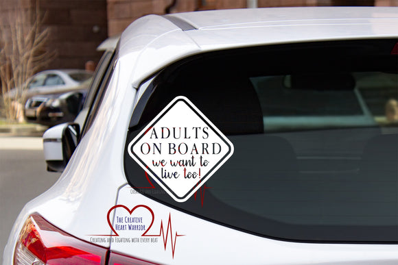 Adults on Board Vinyl Decal - The Creative Heart Warrior
