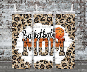 Basketball Mom Leopard Glitter 20 oz Stainless Steel Sublimated Tumbler