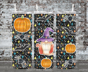 Black Sticker Gnome Halloween 20 oz Stainless Steel Sublimated Tumbler
