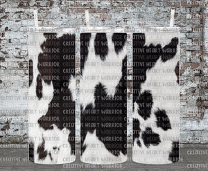 Black and White Realistic Cowhide 20 oz Stainless Steel Sublimated Tumbler