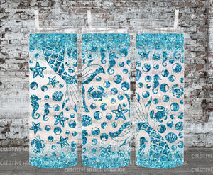 Blue Glitter Mermaid Tail 20 oz Stainless Steel Sublimated Tumbler