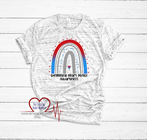 Congenital Heart Defects Awareness Rainbow T-Shirt, CHD Awareness T-Shirt, Heart Warrior T-Shirt - The Creative Heart Warrior