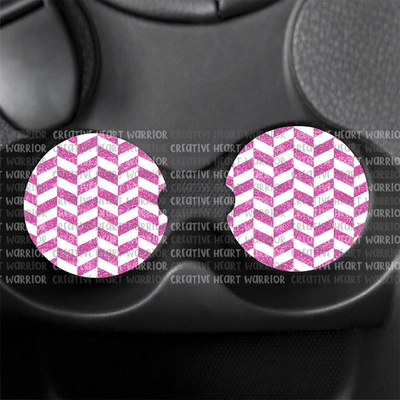 Chevron Pink Car Coaster