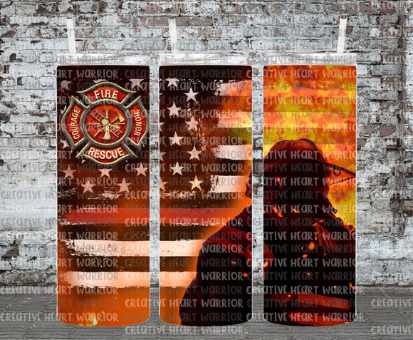 Firefighter 10 20 oz Stainless Steel Sublimated Tumbler