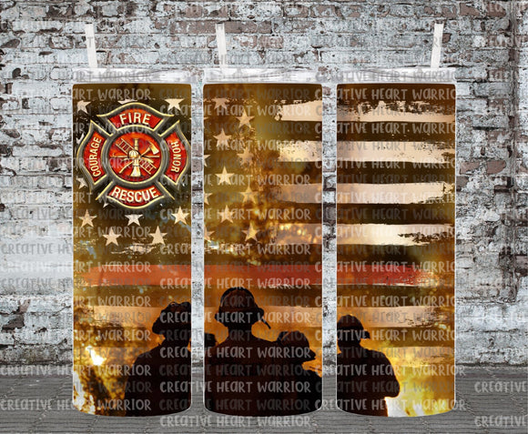 Firefighter 3 20 oz Stainless Steel Sublimated Tumbler