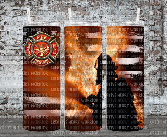 Firefighter 8 20 oz Stainless Steel Sublimated Tumbler
