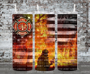 Firefighter 9 20 oz Stainless Steel Sublimated Tumbler