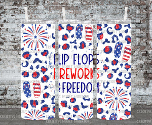 Flipflops Fireworks Freedom Leopard 20 oz Stainless Steel Sublimated Tumbler