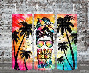 Float Tan Drink Repeat 20 oz Stainless Steel Sublimated Tumbler