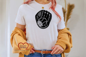 Floral Baseball Glove Adult T-Shirt