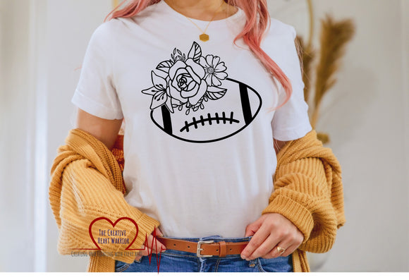 Floral Football Adult T-Shirt