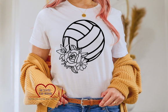 Floral Volleyball Adult T-Shirt