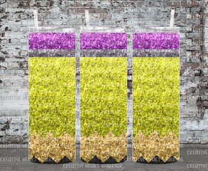 Glitter Pencil 20 oz Stainless Steel Sublimated Tumbler