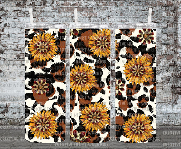 Gold Sunflower Cowhide 20 oz Stainless Steel Sublimated Tumbler