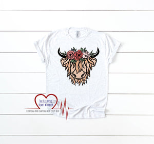 Floral Highland Cow T-Shirt