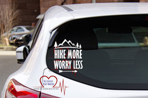 Hike More Worry Less Vinyl Decal, Hiking Vinyl Decal - The Creative Heart Warrior