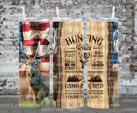 Hunting Rules Deer Flag 20 oz Stainless Steel Sublimated Tumbler