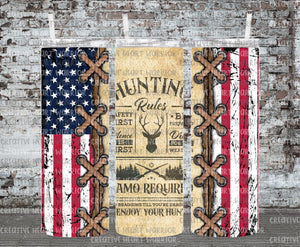 Hunting Rules Grunge Flag 20 oz Stainless Steel Sublimated Tumbler