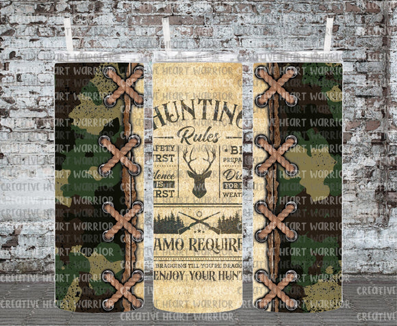 Hunting Rules Military Camo 20 oz Stainless Steel Sublimated Tumbler