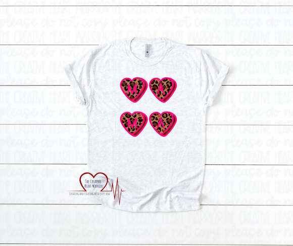 Mama Cheetah Hearts Valentine's T-Shirt