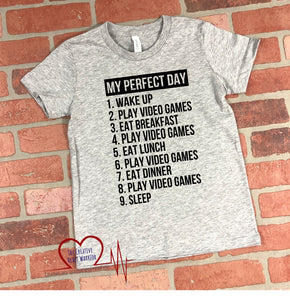 Perfect Day Playing Video Games Youth T-Shirt