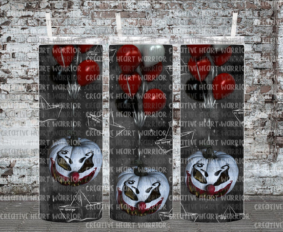 Pumpkin Clown 20 oz Stainless Steel Sublimated Tumbler