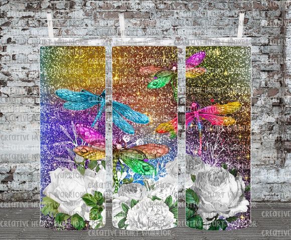 Rainbow Dragonfly 20 oz Stainless Steel Sublimated Tumbler