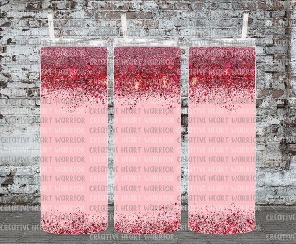 Red Glitter Pink Background 20 oz Stainless Steel Sublimated Tumbler