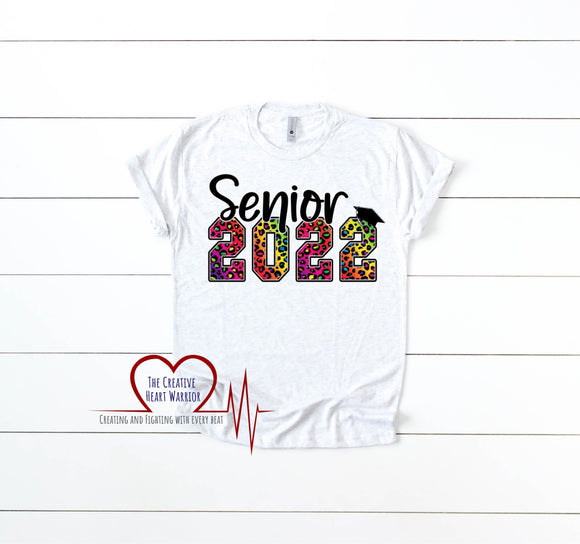 Senior 2022 Rainbow Leopard Print T-Shirt