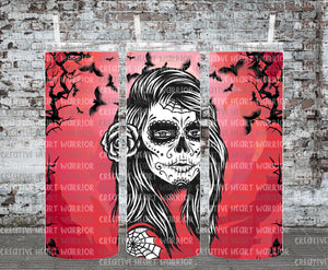 Sugar Skull Girl with Bats 20 oz Stainless Steel Sublimated Tumbler