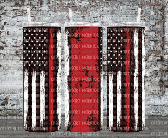 Thin Red Line Flag Grunge 20 oz Stainless Steel Sublimated Tumbler