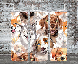 Watercolor Dogs 20 oz Stainless Steel Sublimated Tumbler
