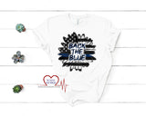 Back the Blue T-Shirt, Thin Blue Line Sunflower T-Shirt - The Creative Heart Warrior
