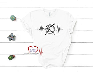 Crochet Heartbeat T-Shirt - The Creative Heart Warrior