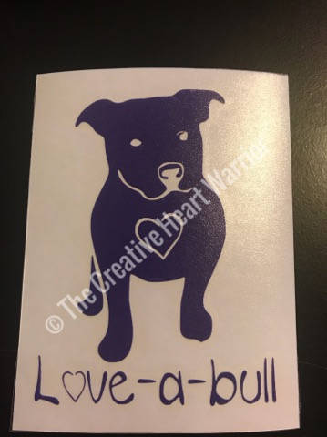 Love A Bull Vinyl Decal, Pit Bull Decal, Pit Decal, Pitbull Decal - The Creative Heart Warrior