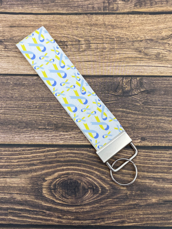 Down Syndrome Awareness Ribbon Faux Leather Key Fob