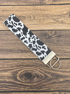 Cow Print Faux Leather Key Fob