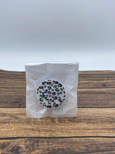 White Rainbow Leopard Phone Grip