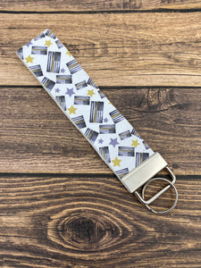 Thin Yellow Line Faux Leather Key Fob