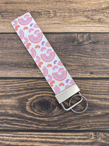 Pink Rainbow Faux Leather Key Fob