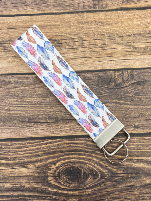 Feather Faux Leather Key Fob