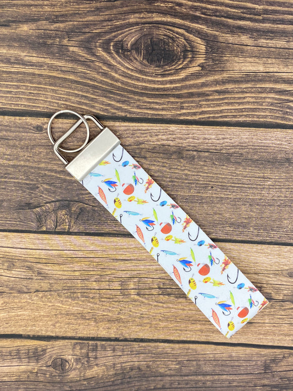 Fly Fishing Faux Leather Key Fob