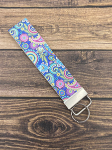 Paisley Faux Leather Key Fob