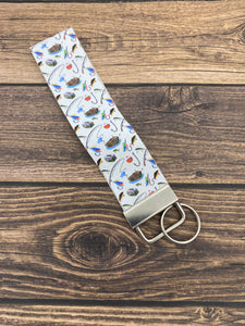 Fishing Faux Leather Key Fob