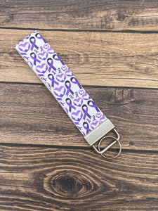 Domestic Violence Awareness Ribbon Faux Leather Key Fob