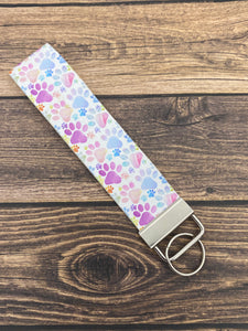 Watercolor Paw Faux Leather Key Fob