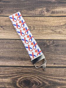 CHD Awareness Ribbon Faux Leather Key Fob
