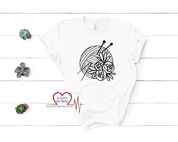 Knitting Floral T-Shirt - The Creative Heart Warrior