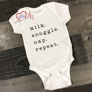 Milk Snuggle Nap Repeat Infant Bodysuit - The Creative Heart Warrior