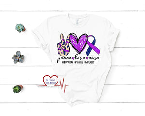 Peace Love Cure Rheumatoid Arthritis T-Shirt - The Creative Heart Warrior